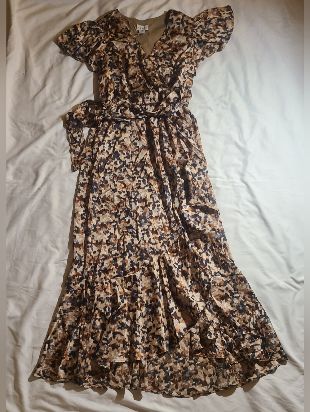 Nicole Miller Dress Women's Beige & Brown Printed